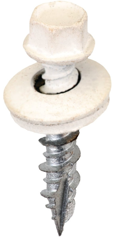 Acorn International SW-MW1W250 Screw, #9 Thread, High-Low, Twin Lead Thread, Hex Drive, Self-Tapping, White, 250/BAG