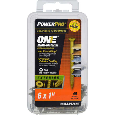 HILLMAN POWERPRO ONE No. 6 X 1 in. L Star Flat Head Coarse Multi-Material Screw, Pack of 5