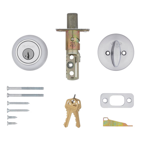 Kwikset 660 Series 66026DSMTCPRCAL Deadbolt, 3 Grade, 1-Sided Key, Satin Chrome, 2-3/8 to 2-3/4 in Backset, KW1 Keyway