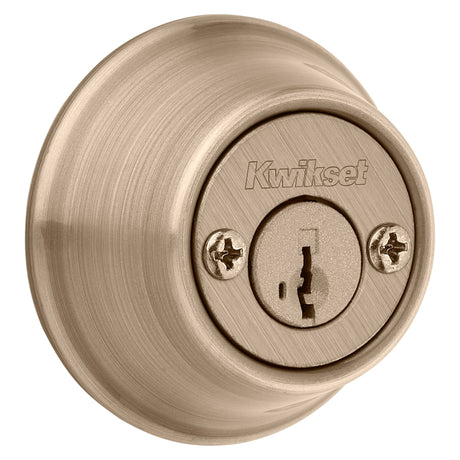 Kwikset 665 Series 665 5 SMT Deadbolt, 3 Grade, Keyed Key, Zinc, Antique Brass, 2-3/8 to 2-3/4 in Backset