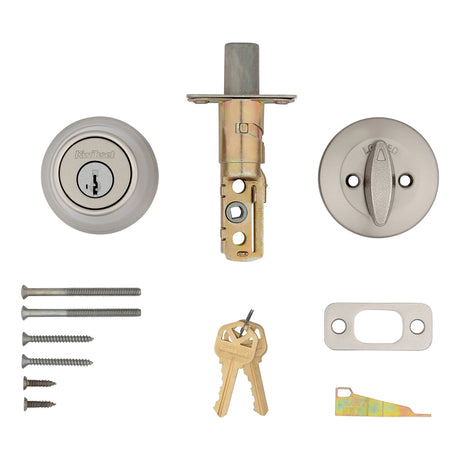Kwikset 660 Series 660 15 SMT Deadbolt, 3 Grade, Keyed Key, Zinc, Satin Nickel, 2-3/8 to 2-3/4 in Backset, KW1 Keyway