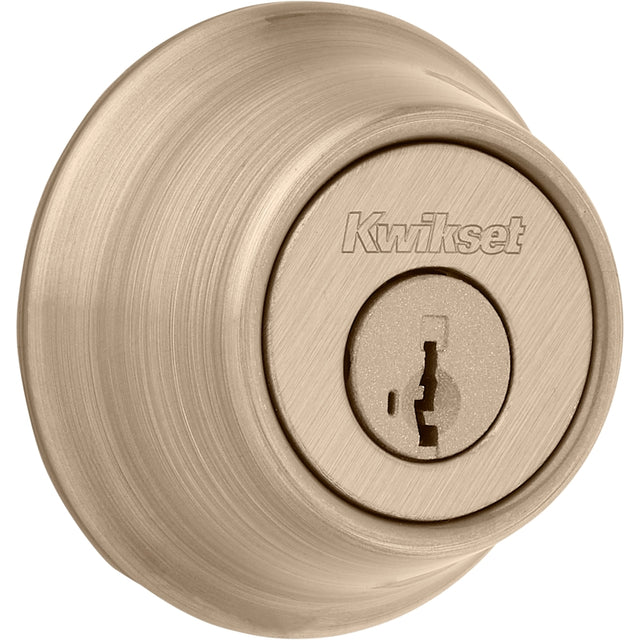Kwikset 660 Series 6605SMTCPRCALK6 Deadbolt, 3 Grade, 1-Sided Key, Antique Brass, 2-3/8 to 2-3/4 in Backset, KW1 Keyway