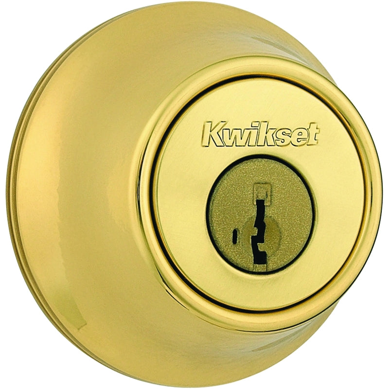 Kwikset 660 Series 6603SMTCPRCALK6 Deadbolt, 3 Grade, 1-Sided Key, Polished Brass, 2-3/8 to 2-3/4 in Backset, KW1 Keyway