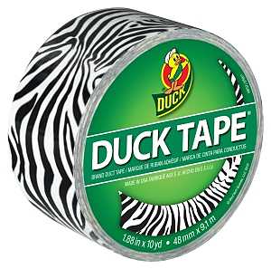 Duck 1398132 Duct Tape, 10 yd L, 1.88 in W, Vinyl Backing, Zebra Print