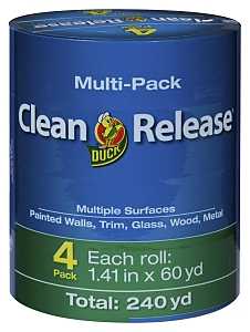 Duck 240460 Painter's Tape, 60 yd L, 1.41 in W, Blue