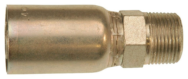Gates MegaCrimp G25100-0404 Hose Coupling, 1/4 x 1/4 in Dia, 2.17 in, 1/4-18, Crimp x NPTF, Straight Angle, Steel, Zinc
