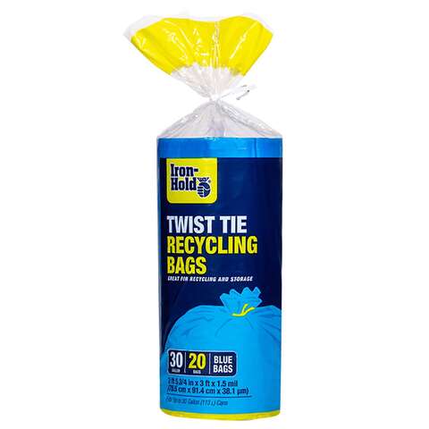 Iron-Hold 30 gal Kitchen Trash Bags Twist Tie 20 pk 1.5 mil, Pack of 6