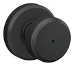 Schlage F Series F40VBWE622 Privacy Lockset, Round Design, Knob Handle, Matte Black, Metal, ADA Compliant