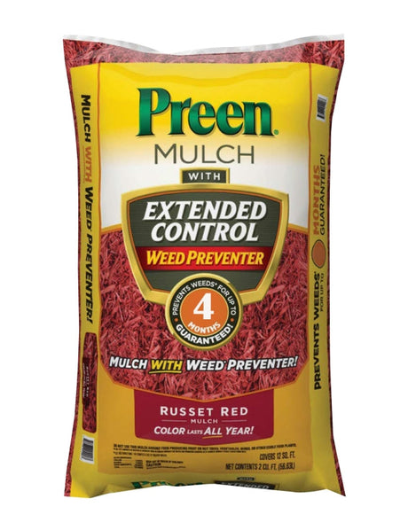 Preen 52150019 Mulch with Extended Control Weed Preventer, Granular, Slight, Russet Red, 2 cu-ft Bag