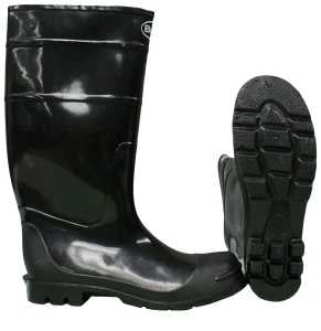 Boss 2KP2001 11 Knee Boots, Over-the-Sock, 11, Black, PVC, Plain Toe