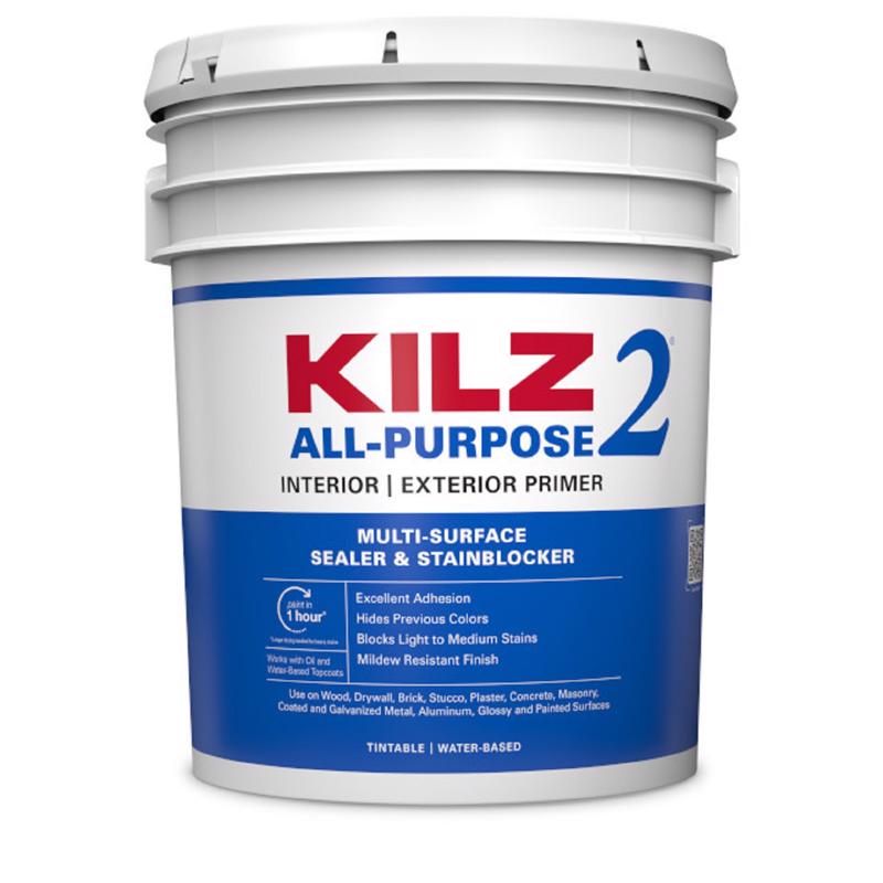 KILZ White Flat Water-Based Acrylic Stain Blocking Primer 5 gal