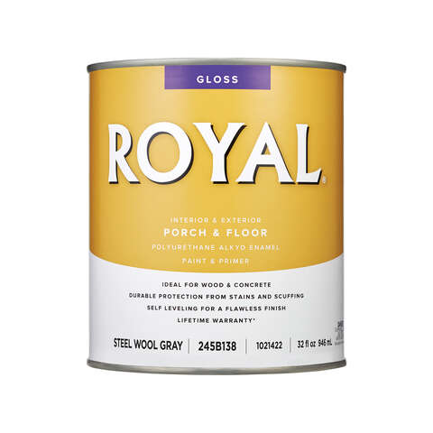 Royal Gloss Steel Wool Gray Porch & Floor Alkyd Enamel 1 qt, Pack of 4