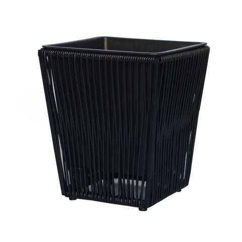 Infinity 13.78 in. H X 11.81 in. W X 11.81 in. D Metal/Plastic Poly Rattan Planter Black, Pack of 3