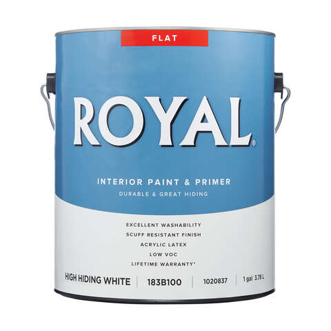 Royal Flat High Hiding White Paint and Primer Interior 1 gal, Pack of 4