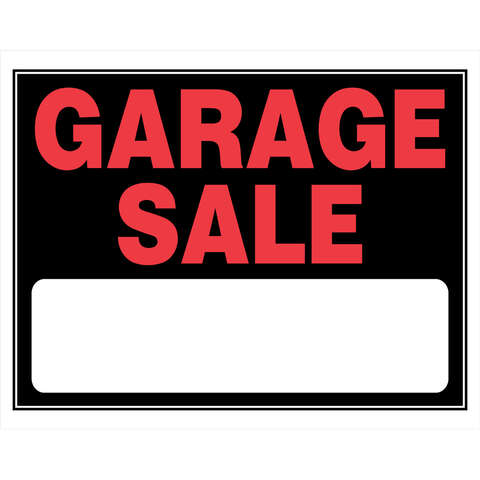 HILLMAN English Black Garage Sale Sign 15 in. H X 19 in. W, Pack of 6