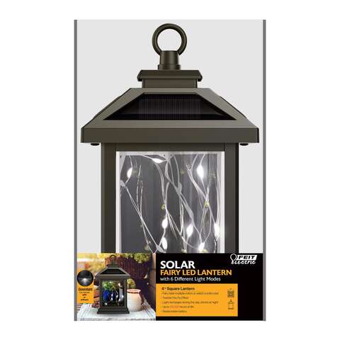 Feit Solar Fixtures 7 in. Solar Power Metal Square Bronze Hanging Pathway Light, Pack of 3