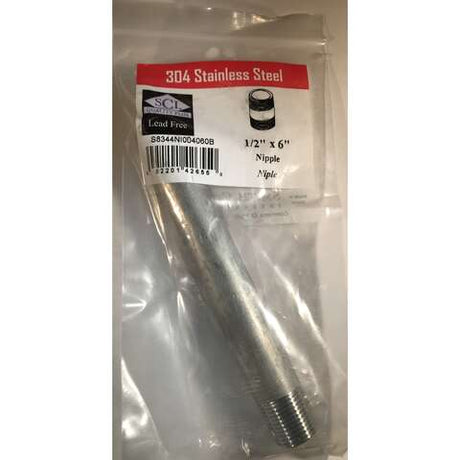Smith-Cooper 1/2 in. MPT Stainless Steel 6 in. L Nipple