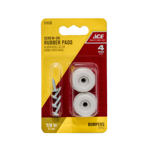 Ace Rubber Bumper Pad Off-White Round 7/8 in. W 4 pk