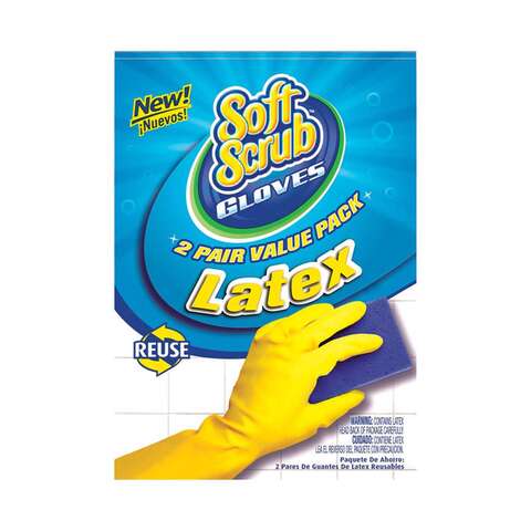 Soft Scrub Latex Cleaning Gloves XL Yellow 2 pair, Pack of 6