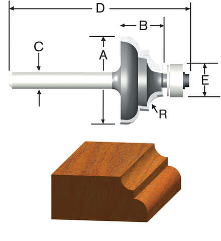 Vermont American 1 in. D X 1/8 in. X 2-1/8 in. L Carbide Tipped Cove & Bead Router Bit