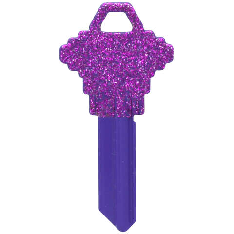 Hillman DIVA Purple Glitter House/Office Universal Key Blank Single, Pack of 6