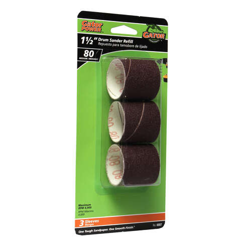 Gator 1.5 in. D X 1.5 in. L Aluminum Oxide Drum Sander Refill 80 Grit Medium 3 pc