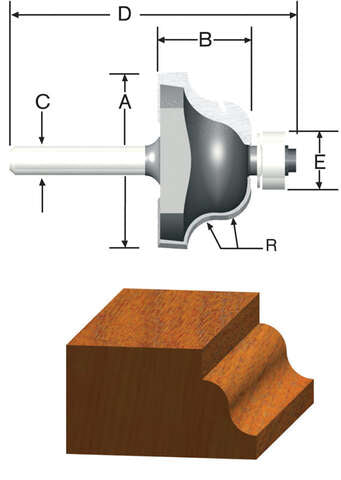 Vermont American 1-1/2 in. D X 1/4 in. X 2-3/8 in. L Carbide Tipped Roman Ogee Router Bit