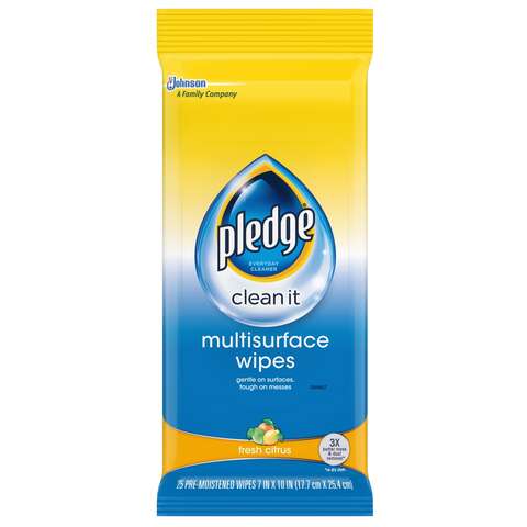 Pledge No Scent Multi-Surface Cleaner Wipes 25 ct, Pack of 12