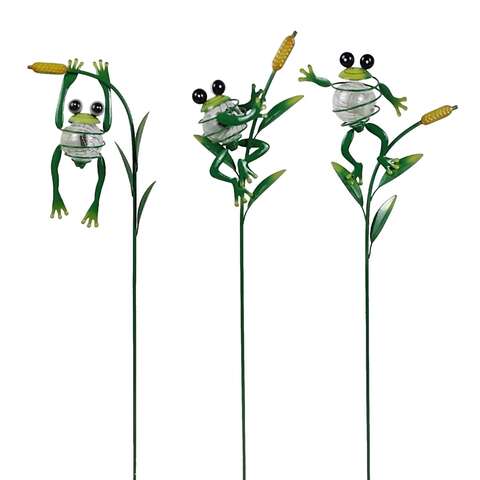 Alpine Green Metal 27 in. H Flower Insect Solar Garden Stake, Pack of 12