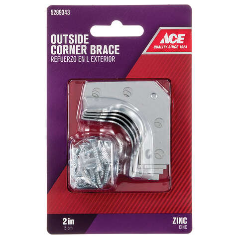 Ace 2 in. H X 3.5 in. W X 2 in. D Zinc Outside Corner Brace, Pack of 5