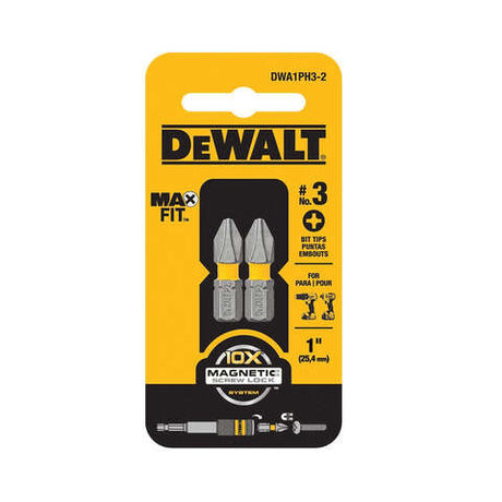 DeWalt Max Fit Phillips #3 X 1 in. L Insert Bit S2 Tool Steel 2 pc, Pack of 5