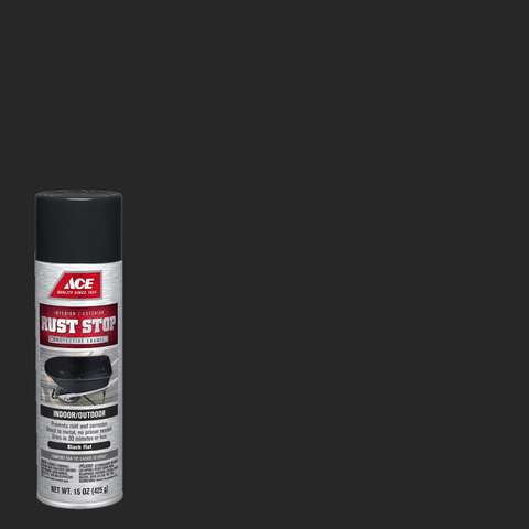 Ace Rust Stop Flat Black Protective Enamel Spray Paint 15 oz, Pack of 6