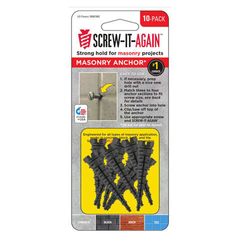 SCREW-IT-AGAIN 1/4 in. D X 2 in. L Polypropylene Hex Head Masonry Anchor 10 pk