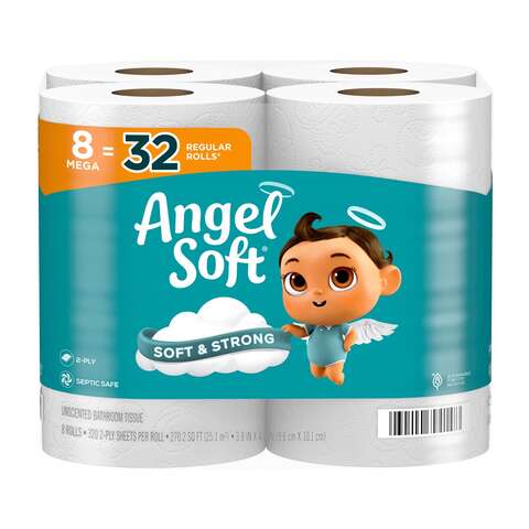 Angel Soft Toilet Paper 8 Rolls 320 sheet 270.2 sq ft, Pack of 8