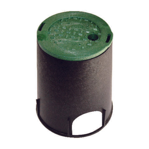 NDS 6-1/2 in. W X 9-1/16 in. H Round Valve Box with Overlapping Cover Black/Green