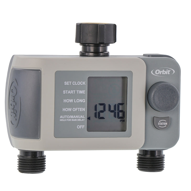 Orbit 24621 Sprinkler Timer, 2-Zone, 2-Program, Digital Display, Black/Gray