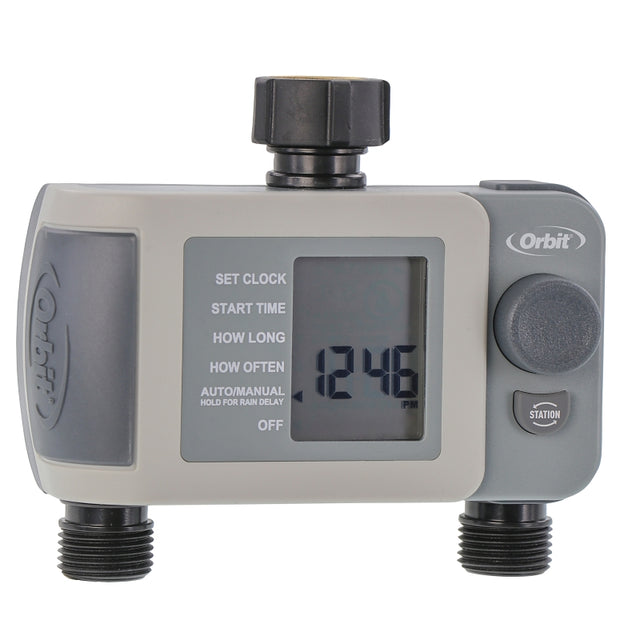 Orbit 24621 Sprinkler Timer, 2-Zone, 2-Program, Digital Display, Black/Gray