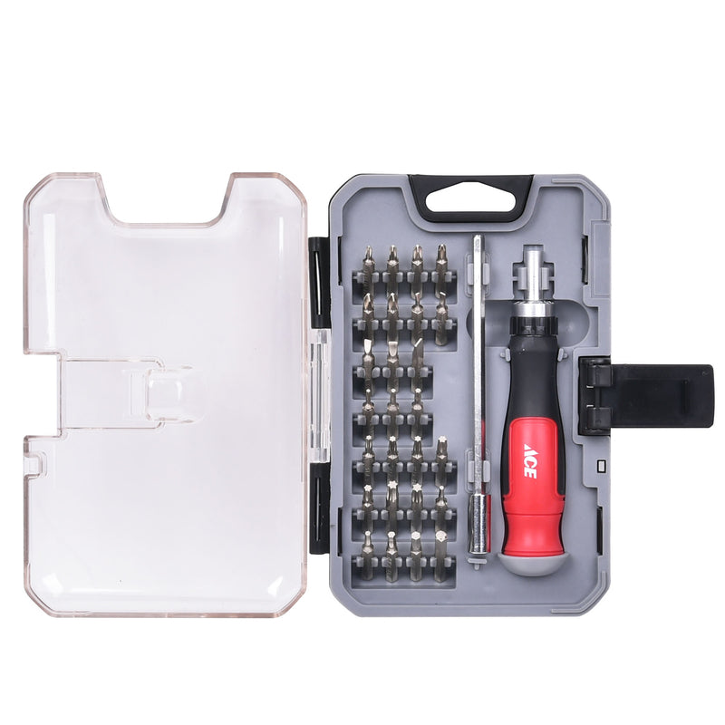 Ace Precision Ratcheting Screwdriver and Bit Set 28 pc