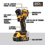 DeWalt 20V MAX ATOMIC 1/4 in. Cordless Brushless 3-Speed Impact Driver Kit (Battery & Charger)
