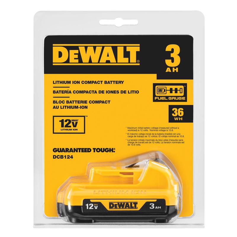 DeWalt 12V MAX DCB124 3 Ah Lithium-Ion Compact Battery 1 pc