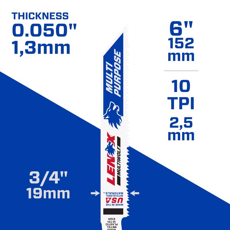 Lenox MULTIWOLF 6 in. Bi-Metal WAVE EDGE Reciprocating Saw Blade 10 TPI 25 pk