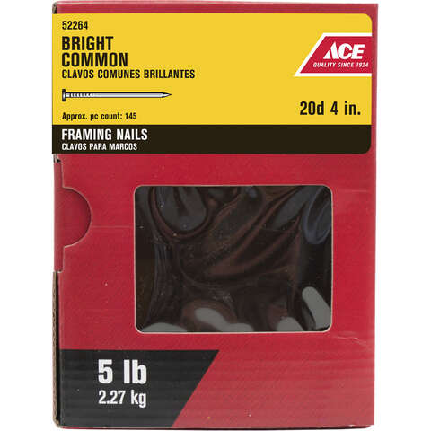 Ace 20D 4 in. Common Bright Steel Nail Round Head 5 lb