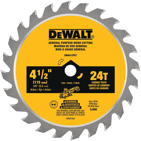 DeWalt 4-1/2 in. D X 3/8 in. Carbide Circular Saw Blade 24 teeth 1 pc
