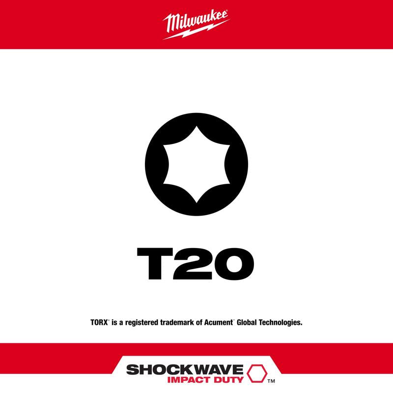 Milwaukee Shockwave Torx T20 X 3-1/2 in. L Impact Driver Bit Steel 5 pk
