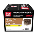 Grip-Rite 3-1/4 in. L X 11 Ga. Angled Strip Bright Framing Nails 15 deg 2500 pk
