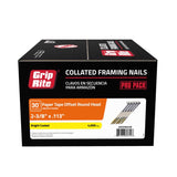 Grip-Rite 2-3/8 in. L Angled Strip Bright Framing Nails 30 deg 4000 pk