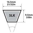 Mitsuboshi Super KB Standard V-Belt 0.63 in. W X 90 in. L For Riding Mowers
