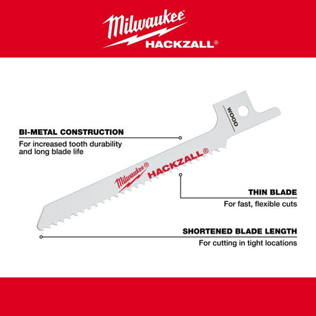 Milwaukee Sawzall 6 in. Bi-Metal Wood cutting Reciprocating Saw Blade 4/6 TPI 5 pk