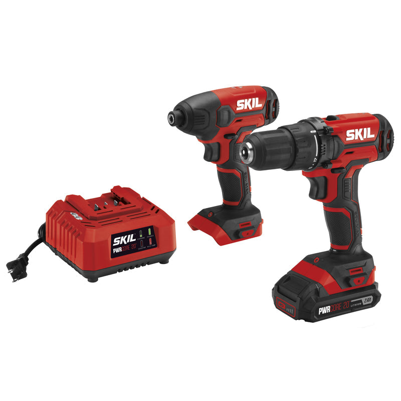 SKIL 20V PWR CORE Cordless Brushed 2 Tool Drill/Driver and Impact Driver Kit