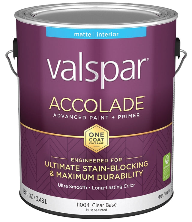 Accolade 1100 Series 028.0011004.007 Interior Paint and Primer, Water, Matte, Clear, 1 gal Plastic Can, Pack of 4
